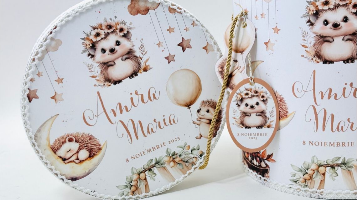 Trusou botez fetita Arici Pogonici cu flori de toamna 23